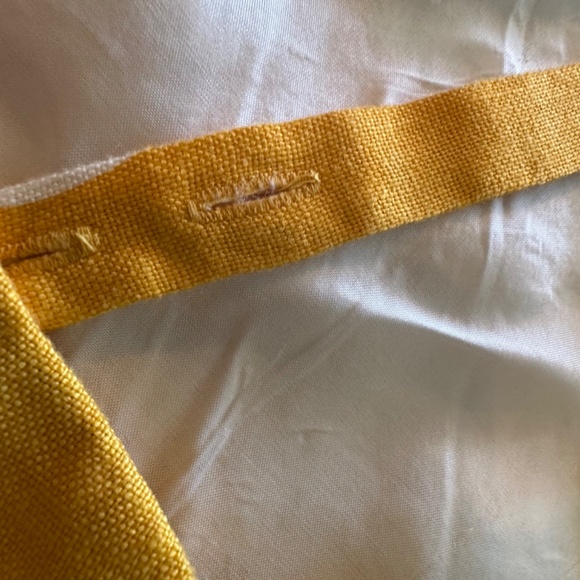 ELLEN TRACY CROSS BACK SUNDRESS-YELLOW POLKA DOTS WITH WHITE BUTTONS-Size 12 - Picture 7 of 10